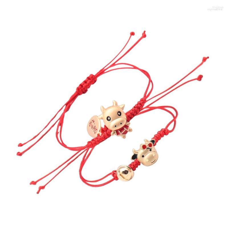 

Pendant Necklaces 2Pcs Stretchable Bracelet Animals Red Traditional Charm Hand Chain String Decorative Jewelry Infant Year Present