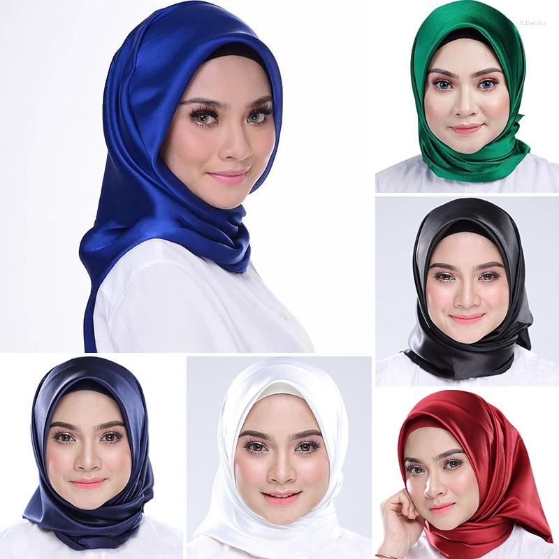 

Scarves 90cm Solid Neckerchief Hijab Scarf For Women Silk Satin Headband Female Square Shawls Head Scarfs Ladies Casual