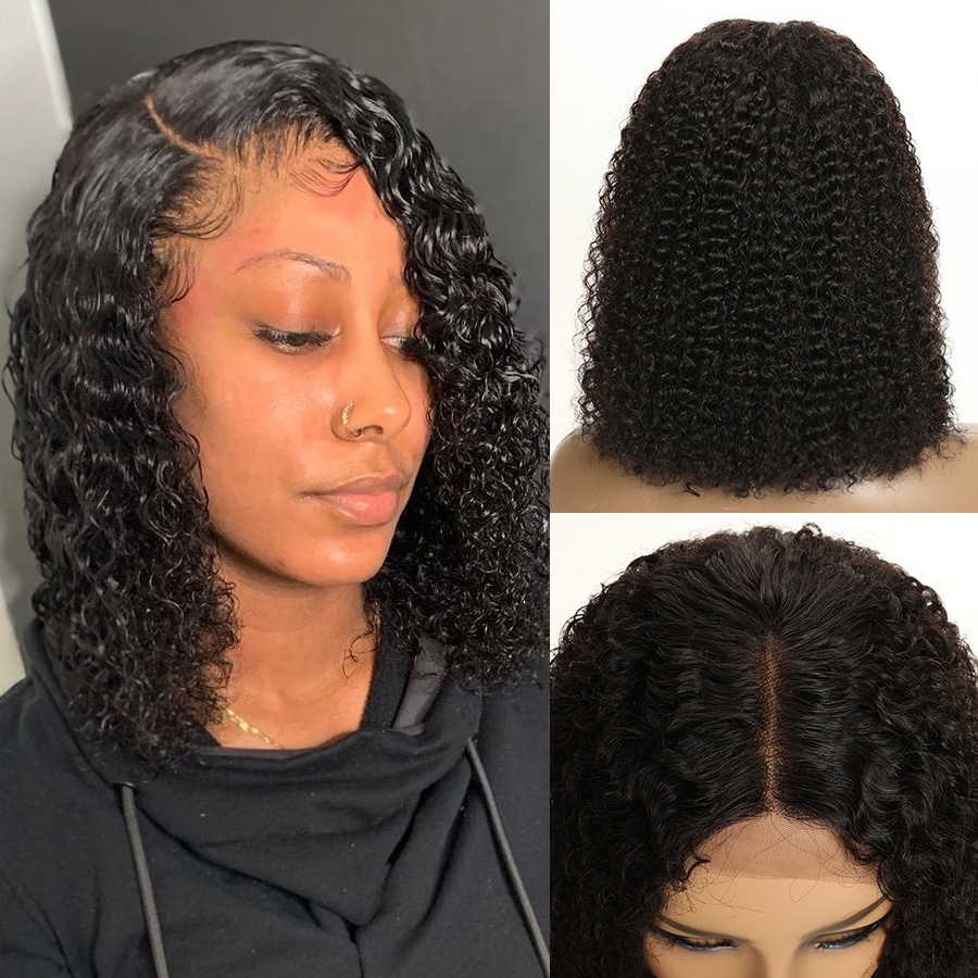 

New Product Coleen Short Curly Bob Wig Lace Front Human Hair Wigs For Black Women Brazilian Short Wigs Pre Plucked Natural 4x4 Closure Wig, Natural color