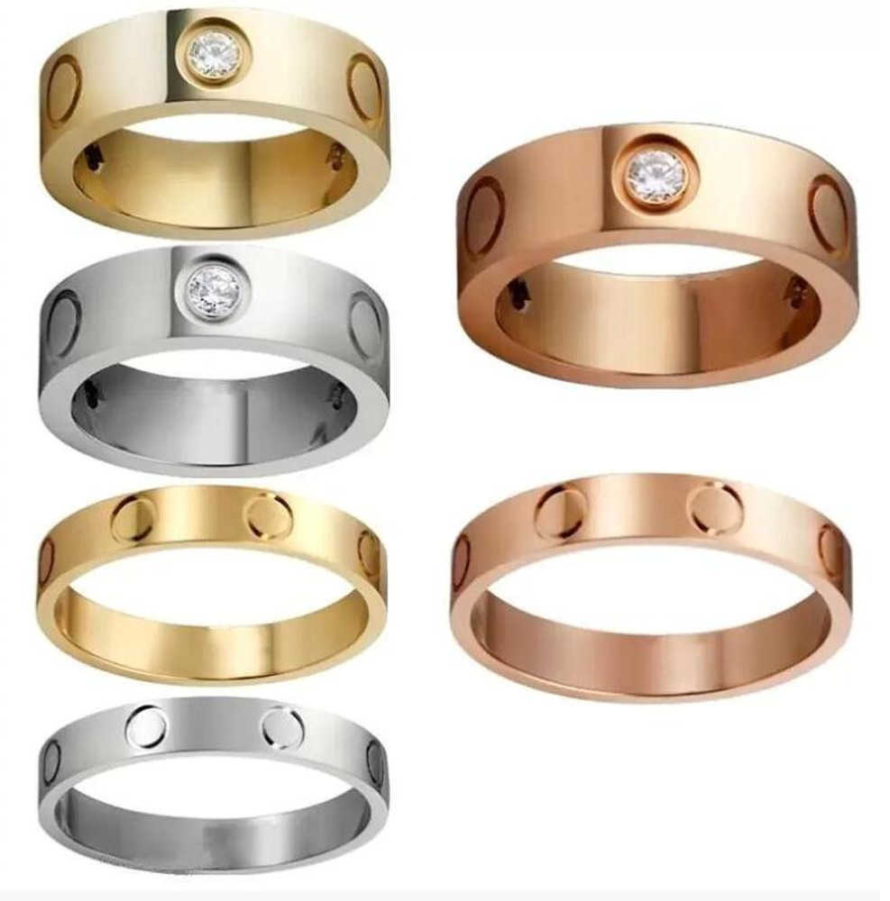 

Band Rings 4mm 5mm 6mm titanium steel silver love ring men and women rose gold jewelry for lovers couple rings gift Gold Tidal flow design 528ess