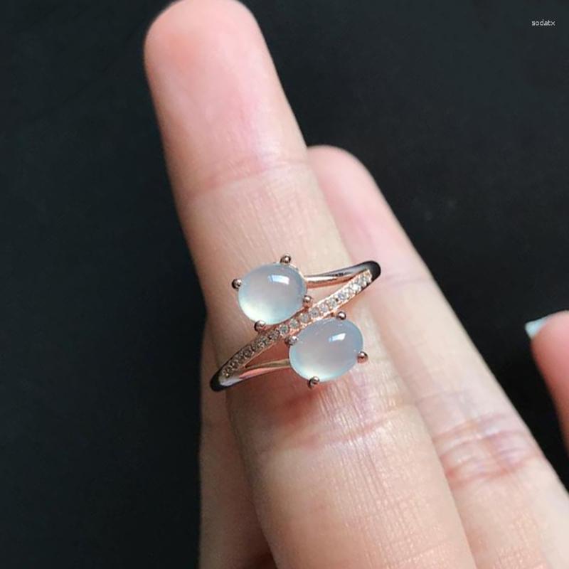 

Cluster Rings Designer Craft Natural Chalcedony Winding Irregular Shape Adjustable Ring Retro Light Luxury Charm Female Silver Jewelry