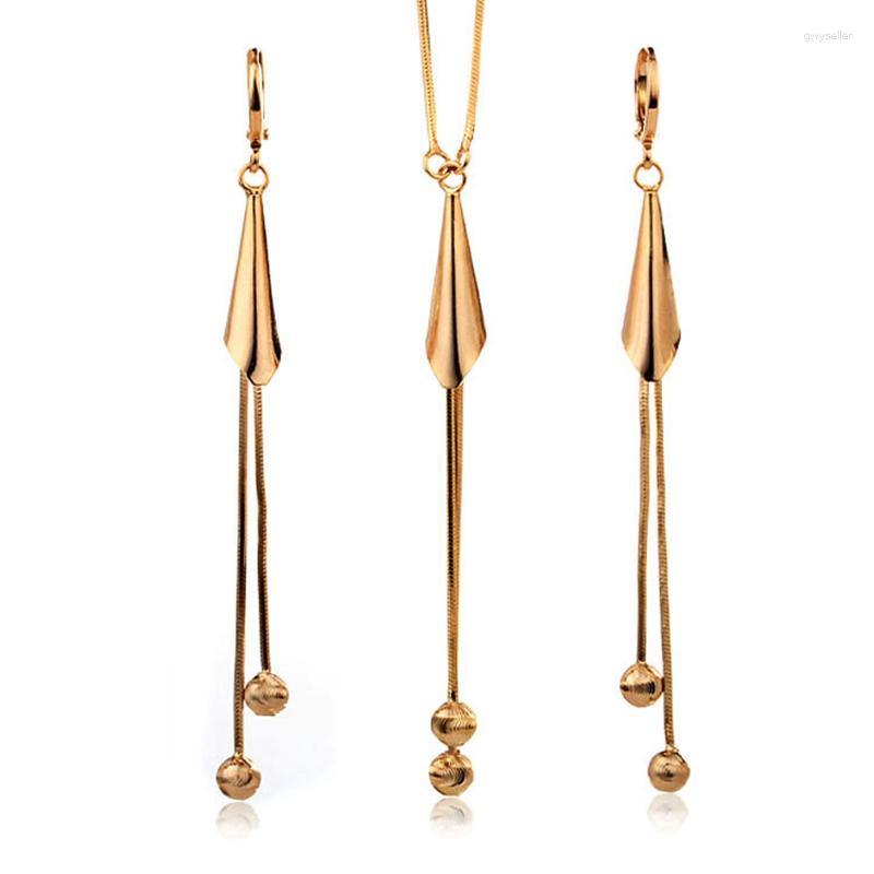 

Necklace Earrings Set Gold-Color Women's Pendant 2S9, Picture shown