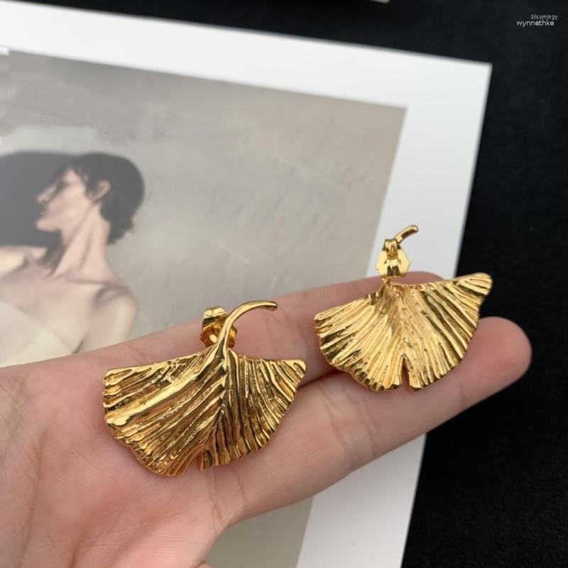 

Stud Earrings High-quality Fan-shaped Leaves Europe And The United States Retro Ginkgo Leaf Temperament All-match Fashionable Exq