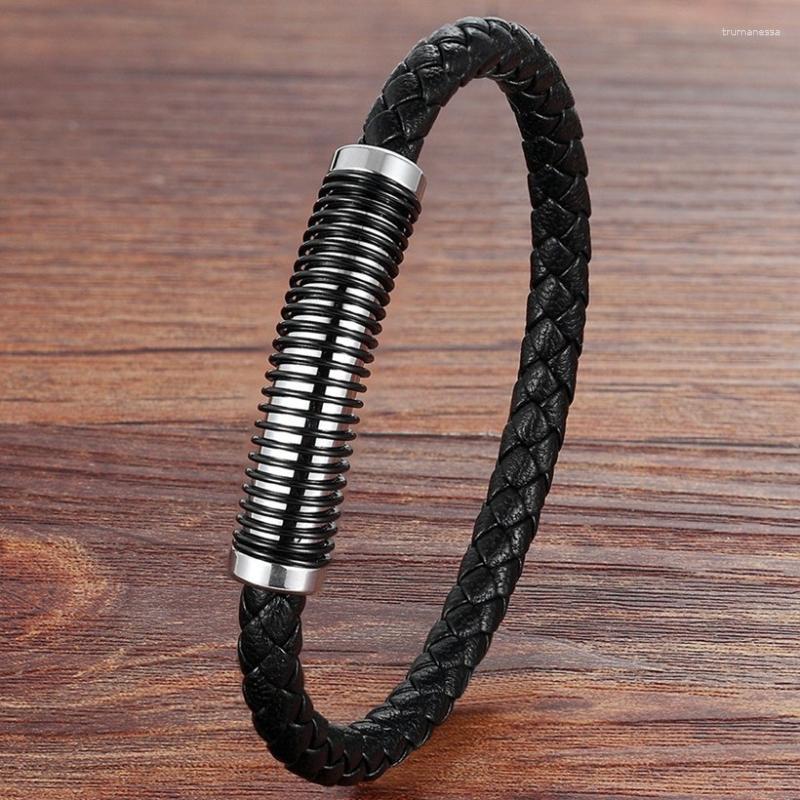 

Charm Bracelets BXW Arrival Gift Simple Design 5 Styles For Choices 19/21CM Genuine Leather Bracelet Stainless Steel Accessories Jewelry Ray