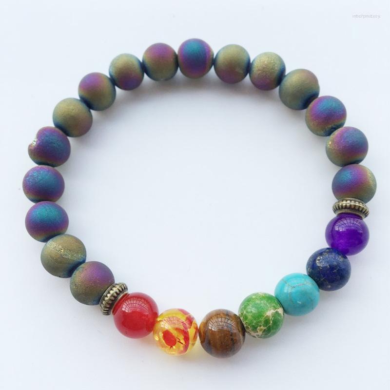 

Strand Natural Frosted Plated Beads Bracelet Classic Stone Colored BeadedSuitable For Male And Female Friends Match