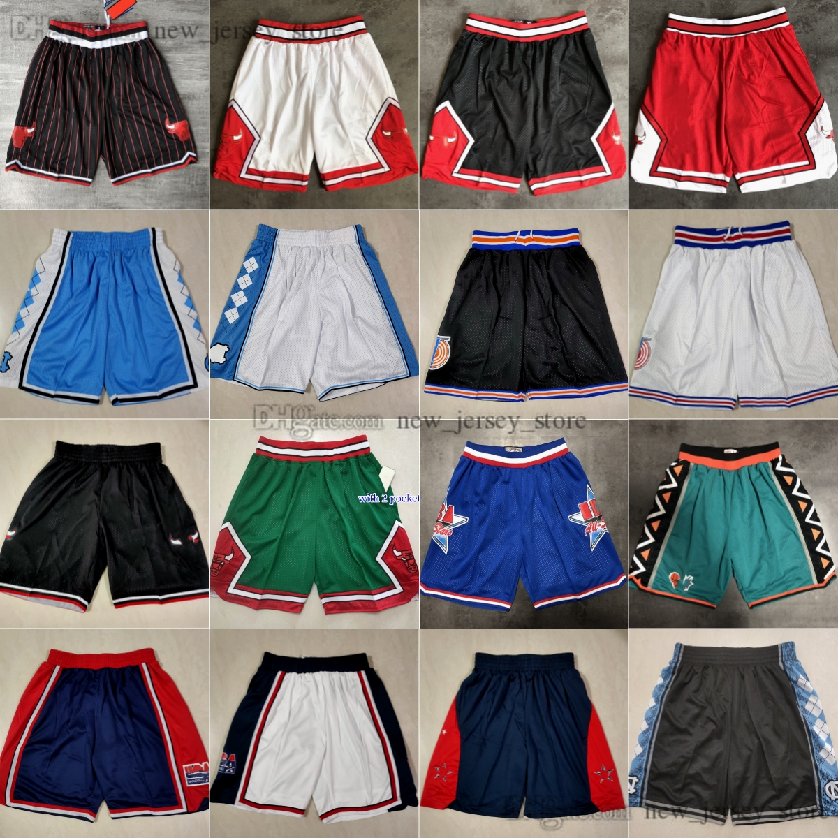 

Classic Retro Mesh Basketball Shorts Stitched Movie Breathable Gym Training Beach Pants 1996 All-Star Sweatpants Pant Short North Carolina College Black White Blue, Retro college shorts