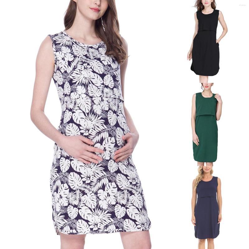 

Casual Dresses Sleeveless Dress Cotton Nursing For Pregnant Women Cocktail, Black