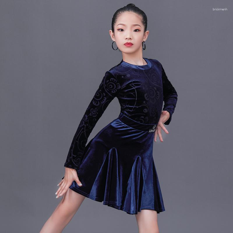 

Stage Wear NY07 LT6756GX Long Sleeve Bodysuit Lotus Kids Latin Dance Skirt For Girl Professional Competition Ballroom Samba Dancing Costume, 001
