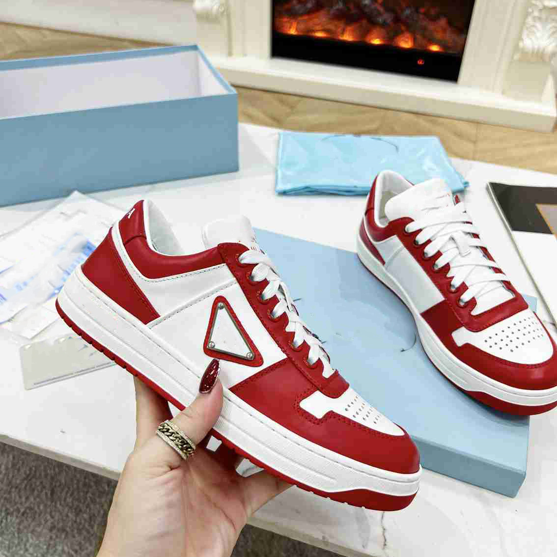 

Designer Double Skate Shoes Prad Fashion Sneake Luxury Sports Running Shoes Women Trainers Low Sneakers P033