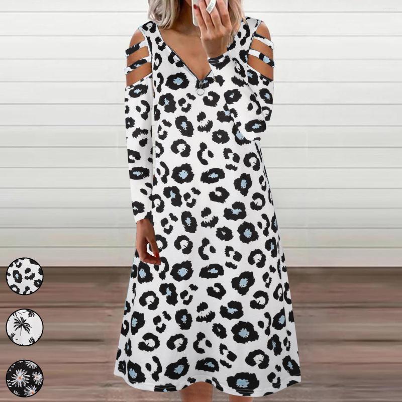 

Casual Dresses 2023 Spring And Autumn Women' Loose V-neck Long-sleeved Dress Fashionable Commuter Office Party Elegant Printing