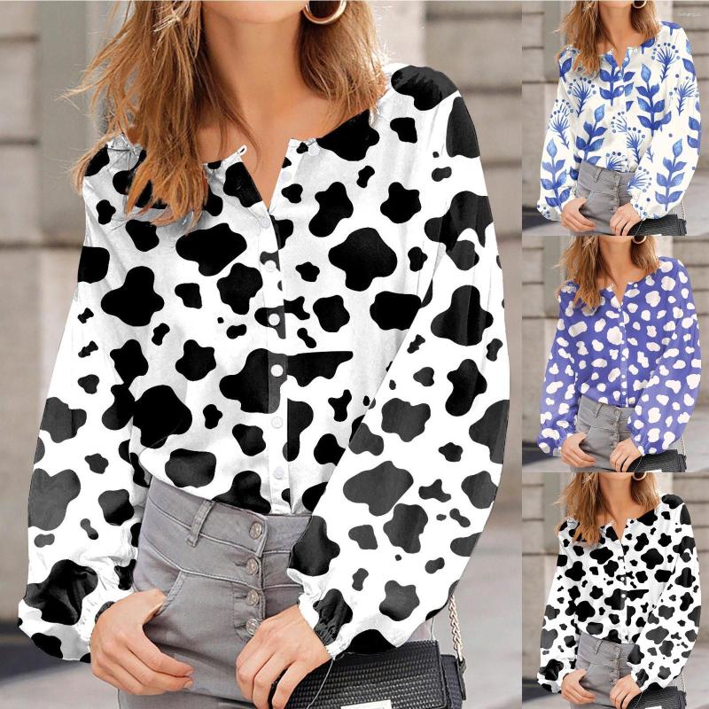 

Women's Blouses 2023 Women's Casual Loose Oversized Shirt Street Wear Blouse Tops For Spring Autumn Vintage 3D Print Camisa Button, Black