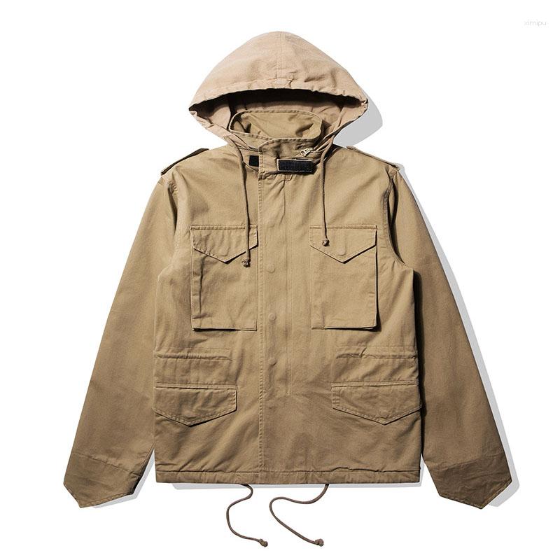 

Men' Jackets Mcikkny Men Cargo Vintage Tactical Multi Pockets Techwear Outwear Coats For Male Hooded, Blue