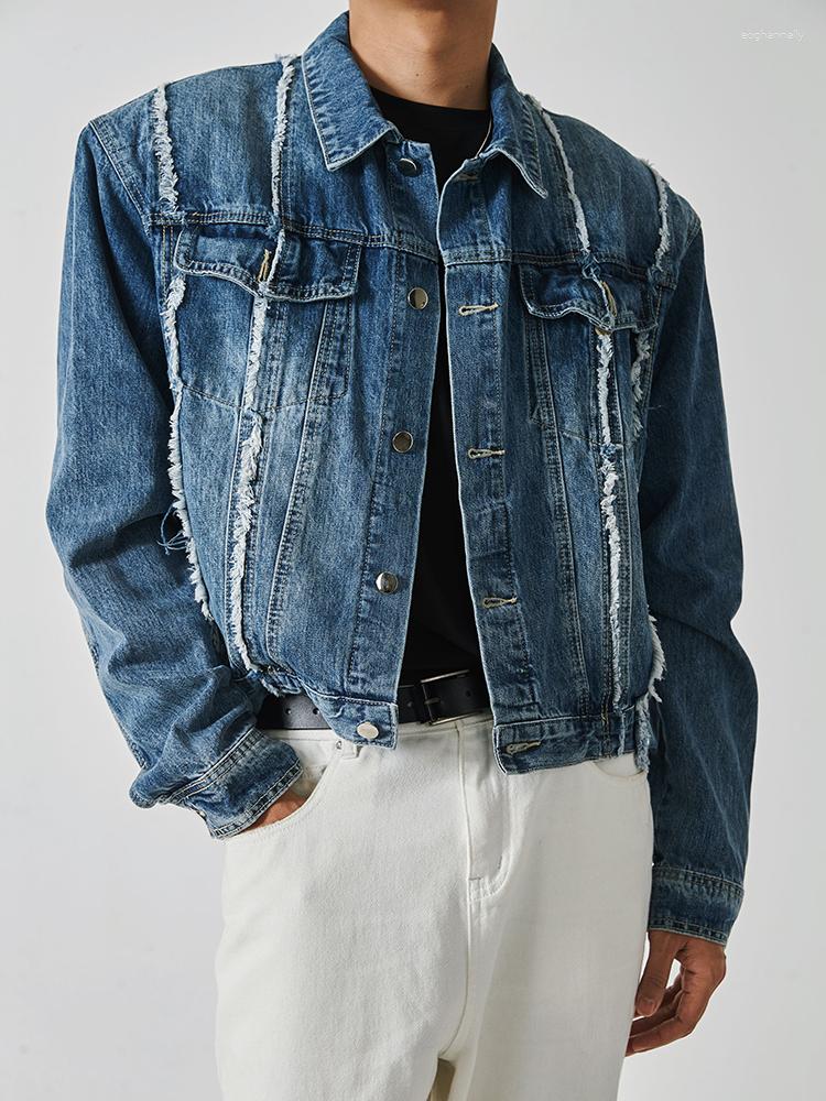 

Men's Jackets A2223 Niche Personalized Woolen Fringe Tassel Design Loose Shoulder-padded Denim Jacket, Picture shown
