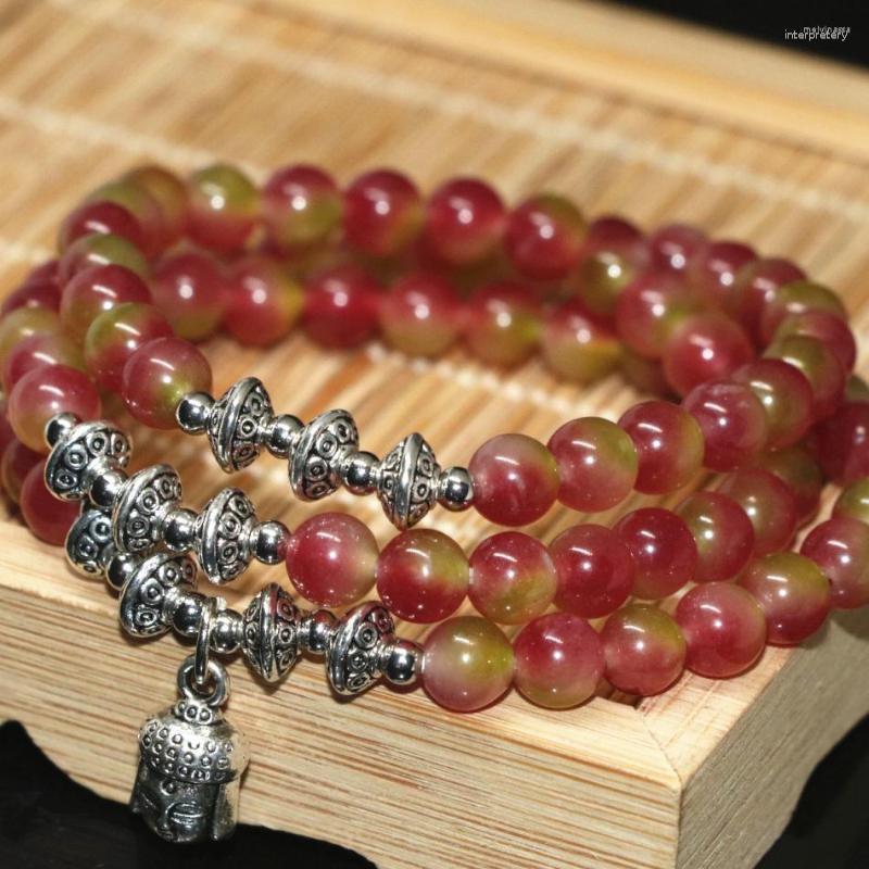 

Strand Fashion Original Multilayer Bracelets Multicolor 6mm Natural Stone Jades Chalcedony Round Beads Buddha Pendant Jewelry B2200