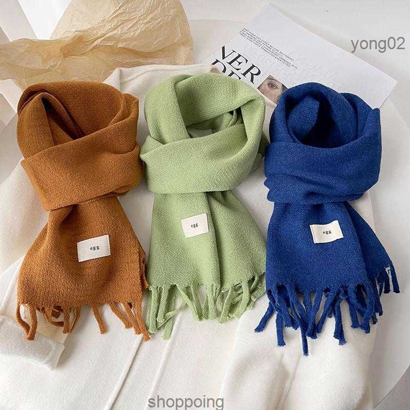 

Scarves Dolphin Women Winter Tassel Scarf White Label Egg Solid Color Warm Knitted Neckerchief Girls Ins Pashmina Woolen Big ShawlScarves23LL