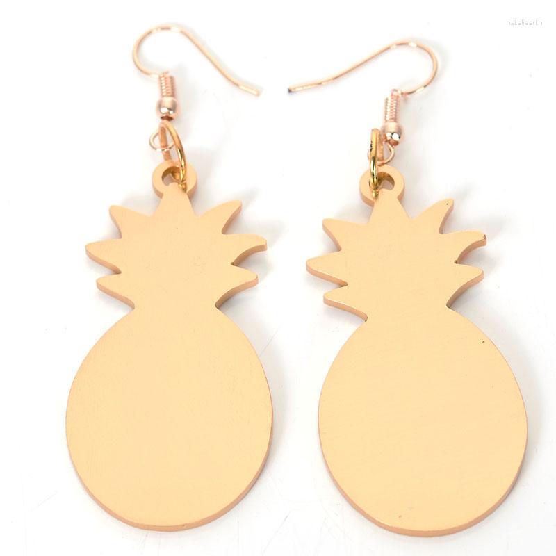 

Stud Earrings Unique Design Golden Color Plated Nickle/Lead/CA Free Aluminum Pineapple Pendant Earring For Women Gift