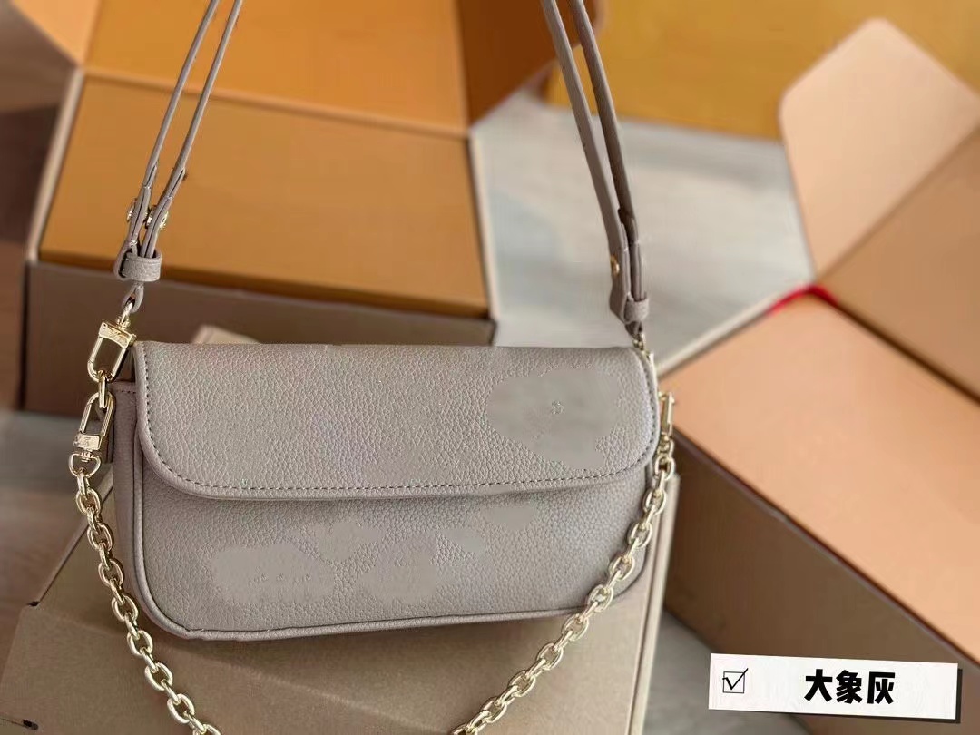 

2023 New high quality leather printed purse Luxury underarm bag Double chain Mahjong bag Crossbody bag Fashion women's Tote 22, Clear