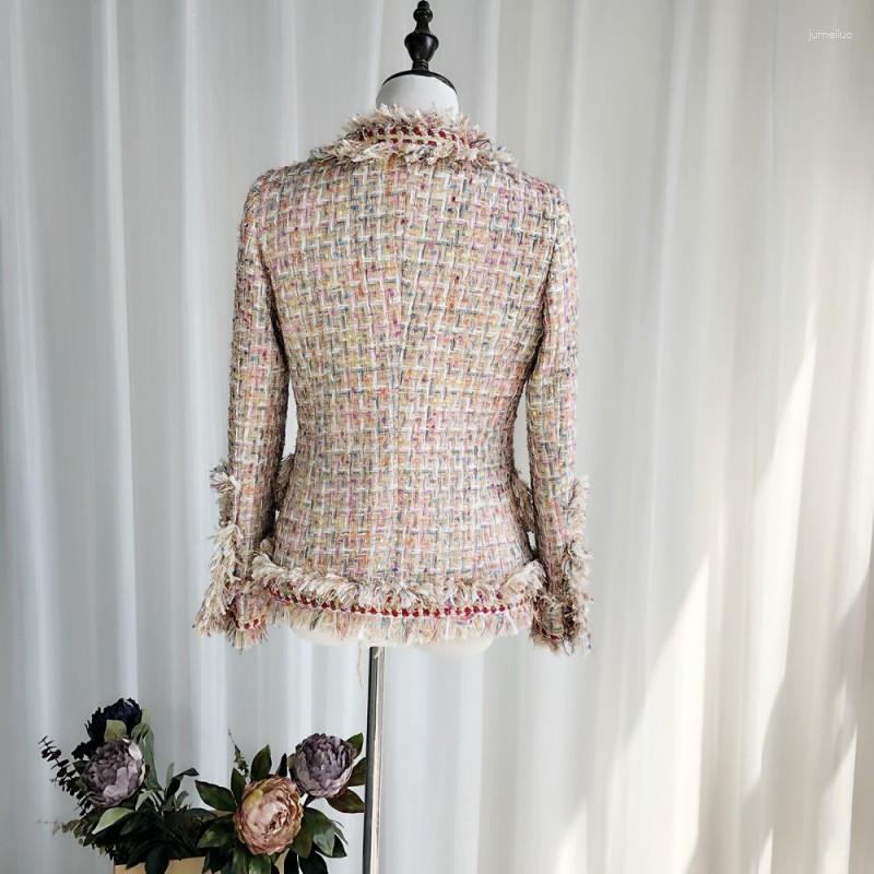 

Women's Jackets 2023 Autumn Ladies Tweed Jacket Runway Korean Spliced Black Twill Fashion Women Basic Coats Casaco Feminino, Same as picture