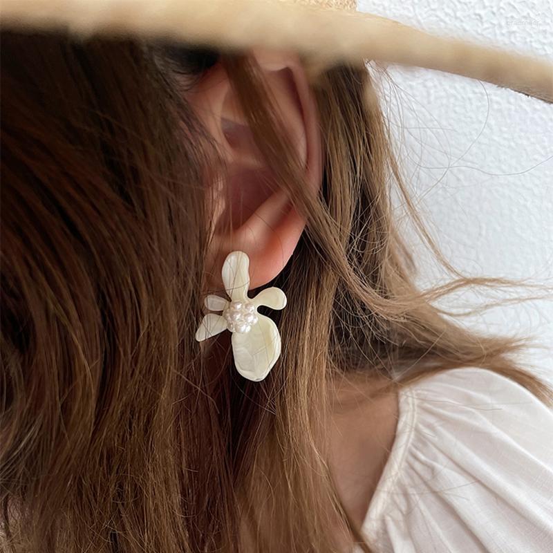 

Stud Earrings MENGJIQIAO Arrival Korean Resin Flower For Women Girls Elegant Pearl Ball Wedding Oorbellen Party Jewelry