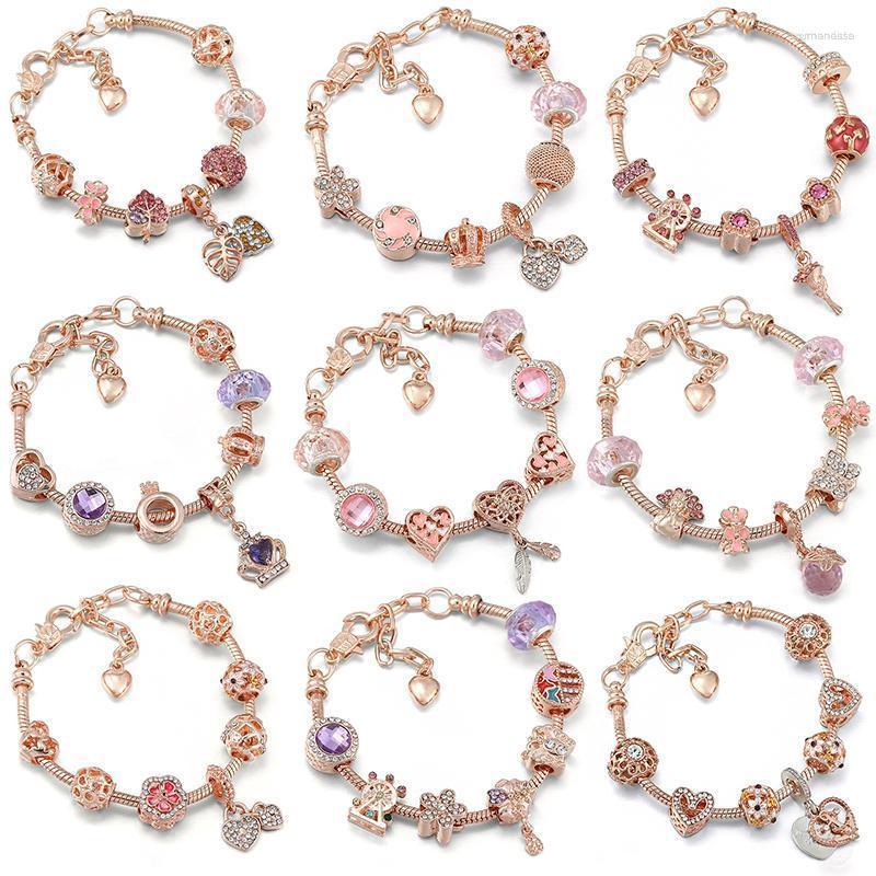 

Charm Bracelets Special Offer Summer Style Rose Gold Love Fine Chain Series Charms 6-16 Year Old Girl Bangles Brand Women Bracelet GiftsChar