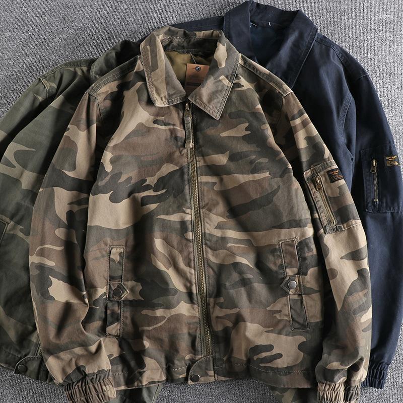 

Men' Jackets Men' Military Cargo Camouflage Multi-pocket Tactical Jacket Mens Cotton Camo Loose Army Windbreaker Combat Work Coats, Khaki camouflage