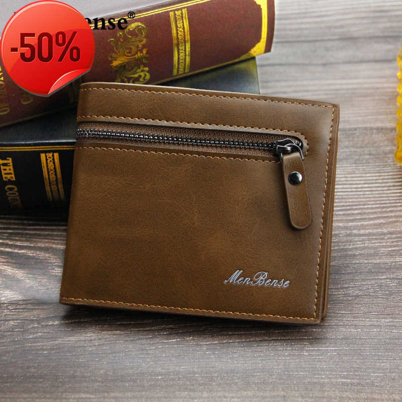 

Luxury Brand Mini designer Wallet New Men's Fashion Leisure Large Capacity Zipper Bag Multi Card Position Short mans wallets genuine leather, 8002-1c black