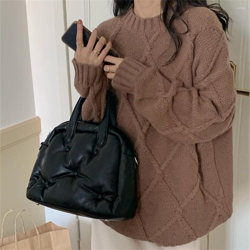 

Women's Sweaters PLAMTEE Mid-Length Outwear Women Straight Loose Chic Pullovers 2023 Elegant Solid Autumn Casual OL Office Lady, Red