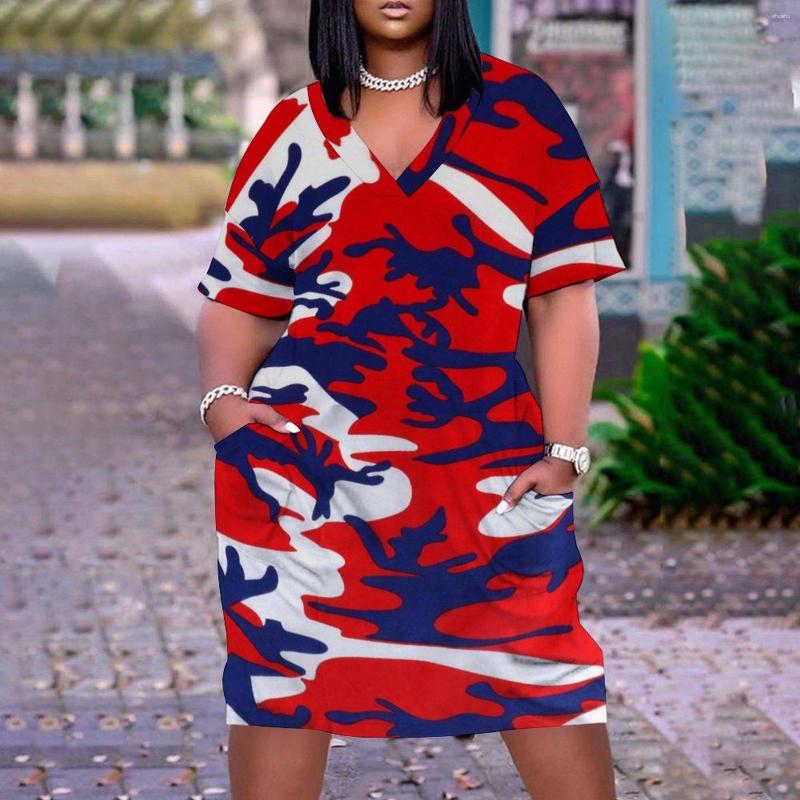 

Casual Dresses 2023 Women's Dress 3D High Definition Printed Top Fashion Camo Color V-Neck Beach Skirt, Lqp2f2314111