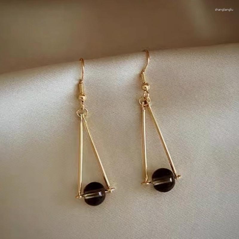 

Dangle Earrings Personality Simple Metal Texture Geometric Triangle Ball Fashion Korean Girl Women's Jewelry Accessories
