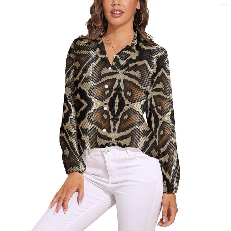 

Women' Blouses SnakeSkin Loose Blouse Vintage Print Casual Oversized Women Long Sleeve Cute Shirt Summer Pattern Tops, Style-18