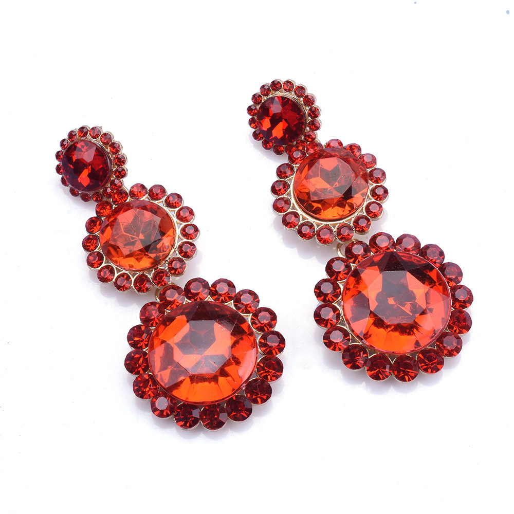 

Fancy 2023 You are the Trend Dangle Drop Earrings Old Fashion Big Diamonds Retro Old Brass Plating Cold Wind Shining Colorful white gem rhinestone Stone Ladies