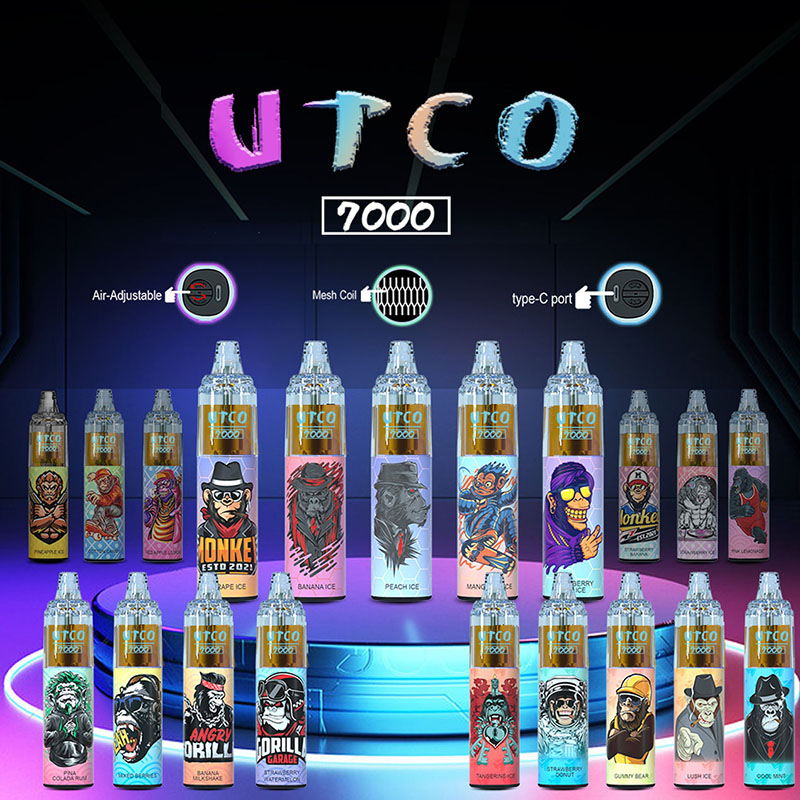 

UTCO Tornado 7000 Puffs 7000 Disposable Vape 5% 2% 0% Electronic Cigarettes 14ml Pod With Mesh Coil Air Flow Control 20 Colors Rechargeable Battery VS Randm Tornado 7000
