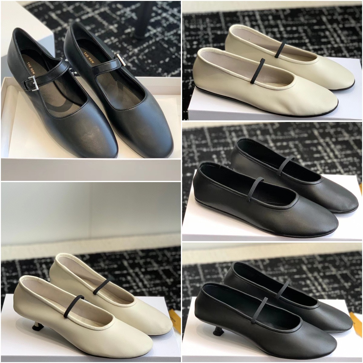

The Row Ava leather Ballet Flat Shoes Designer Women Fashion leisure Ava Ballet Shoes Sheepskin Canal Retro High quality Soft Ballet Shoes Size 35-40, Color5