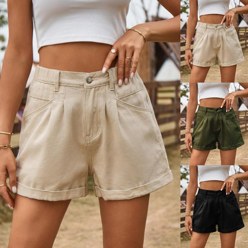 

Women's Shorts Summer Versatile Elastic Waist Design Denim Solid Color Casual Jean Short Pants For Woman Pantalones Cortos 2023, Ag