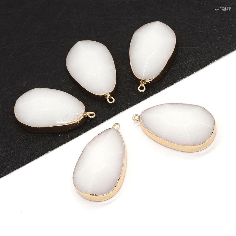 

Pendant Necklaces Natural Stone Alabaster Teardrop Shaped Faceted 22x40mm For Making Jewelry DIY Necklace Earring Fine Elegant Accessories