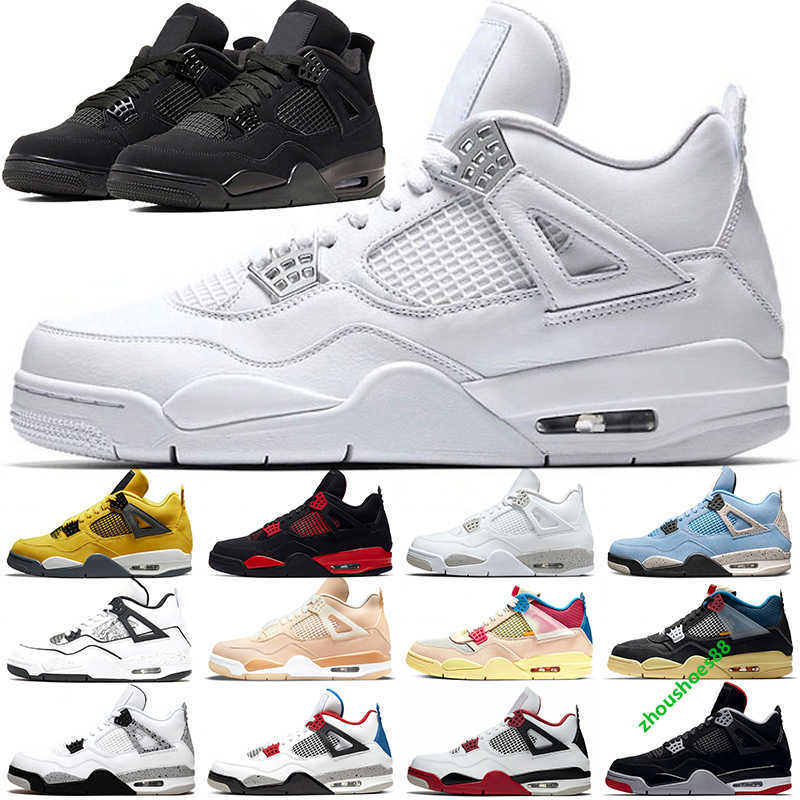 

4s Jumpman Basketball Shoes 4 Men Women Black Cat Red Thunder Lightning University Blue White Oreo Bred Pure Money High Top Mens Trainers Sports Sneakers, #7 black cat 36-47