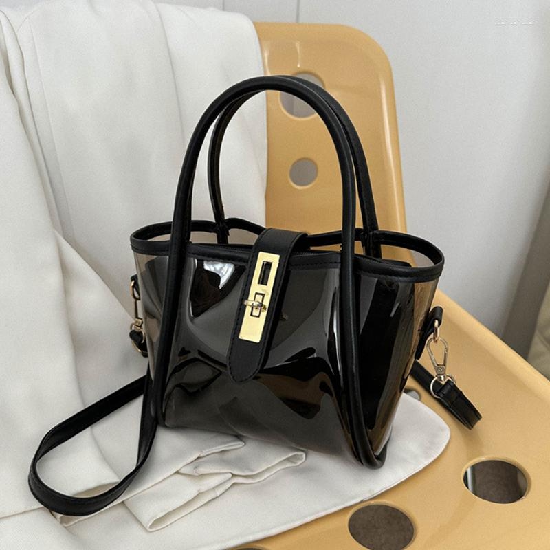 

Evening Bags Trendy Transparent Tote Bag With High-end Texture Niche Design Shoulder Women's Handheld Jelly Beach, Black