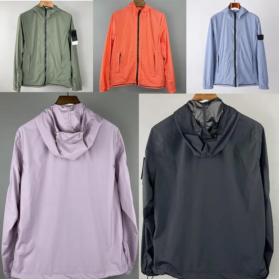 

Summer sun light Hooded Stone Jacket Casual simple men women quality badge sunscreen clothes for lovers Fashion men's youth coat Zip Hoodie Windbreaker Jackets