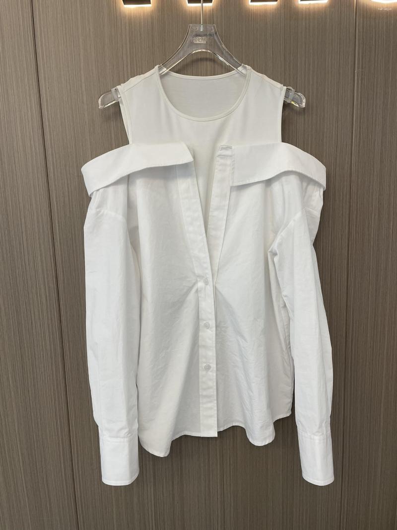 

Women' Blouses 2023 Women Fashion Long Sleeve Sexy Casual Fake Two Off-the-shoulder Shirt 0310