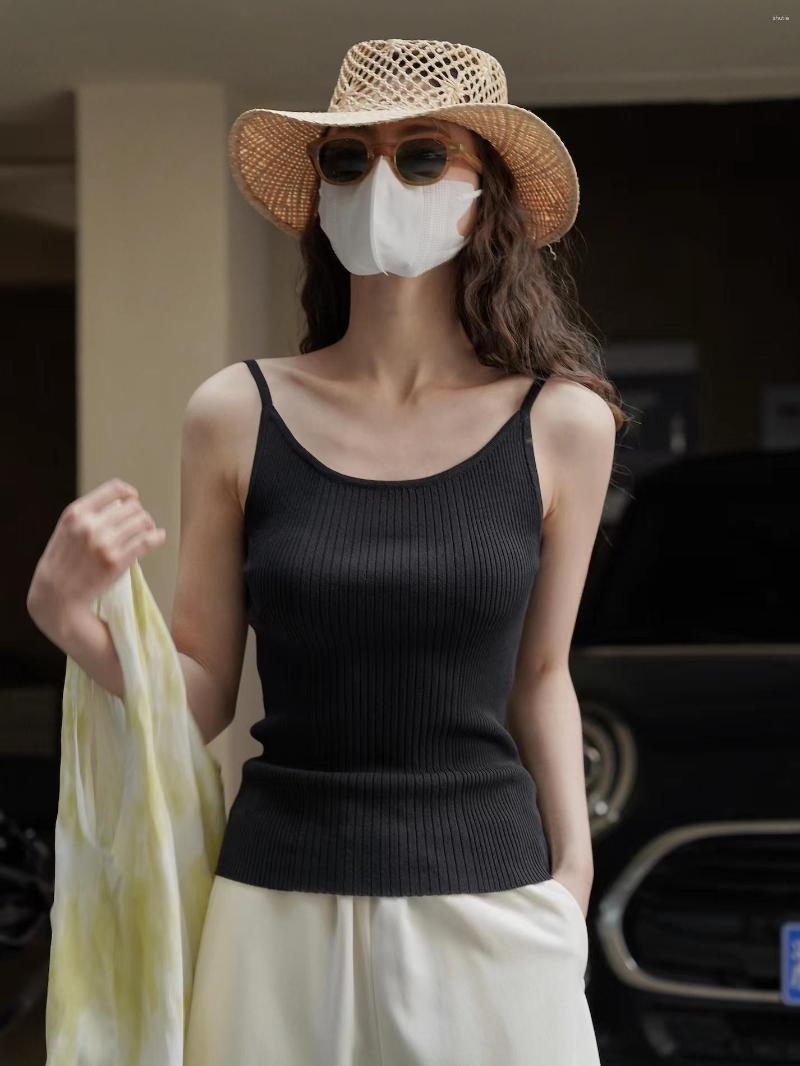 

Women' Tanks Summer Women' Casual Stripe Slim Tank Knitted Top, Beige