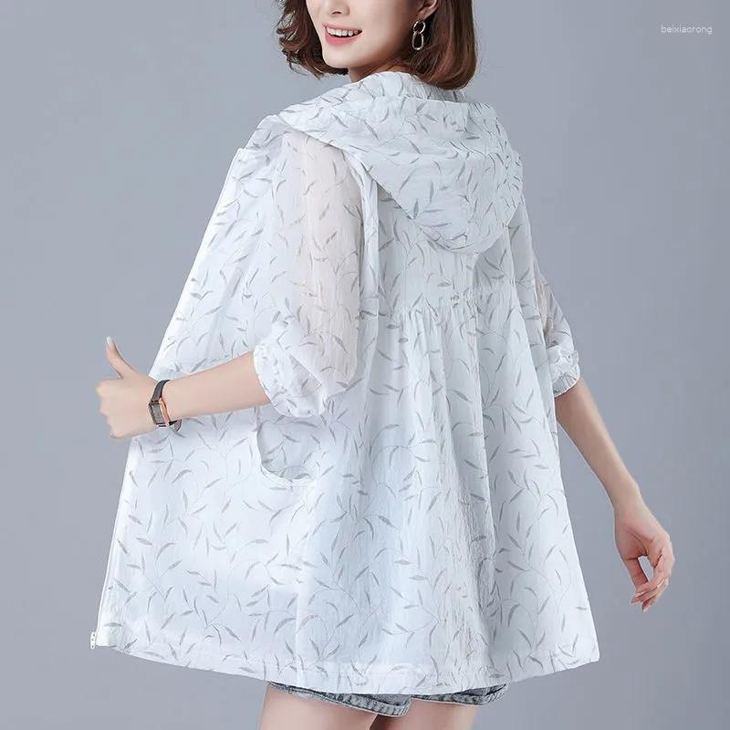 

Women's Jackets Women Jacket 2023 Spring Summer Thin Coat Oversized Women's Zipper Hooded Outwear Casual Loose Female Windbreaker, White