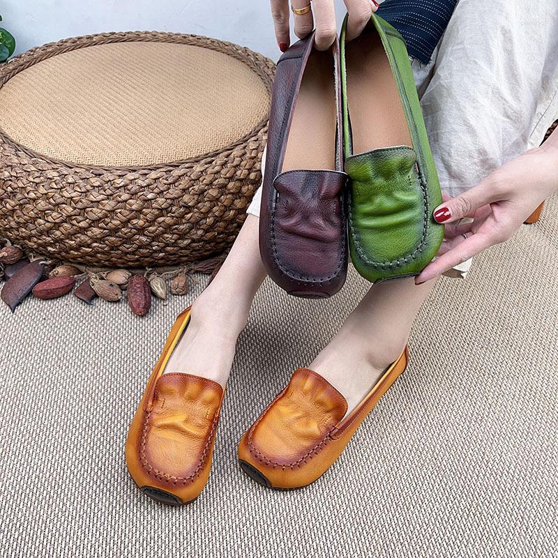

Dress Shoes Birkuir Genuine Leather Loafers For Women Slip On Low Heels 2023 Luxury Soft Soles Thick Mother Ladies, Coffee