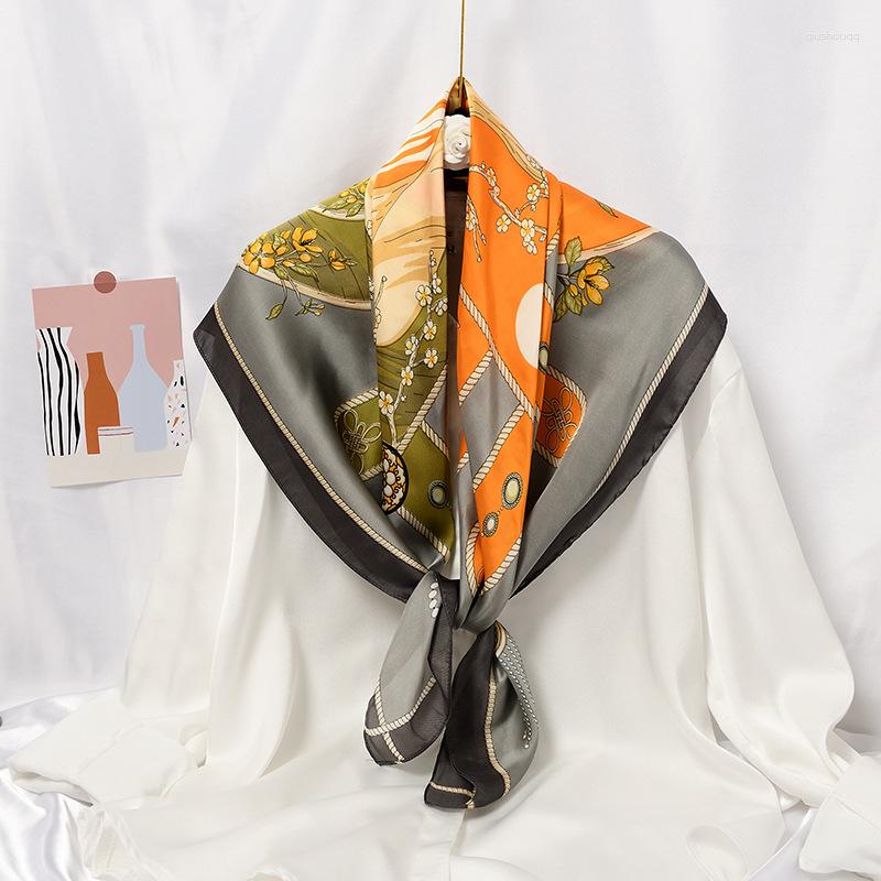 

Scarves Casual Women Silk Scarf Beach Hijab Shawls And Wraps 2023 Flower Print Female Foulard Echarpe Designer Bandana