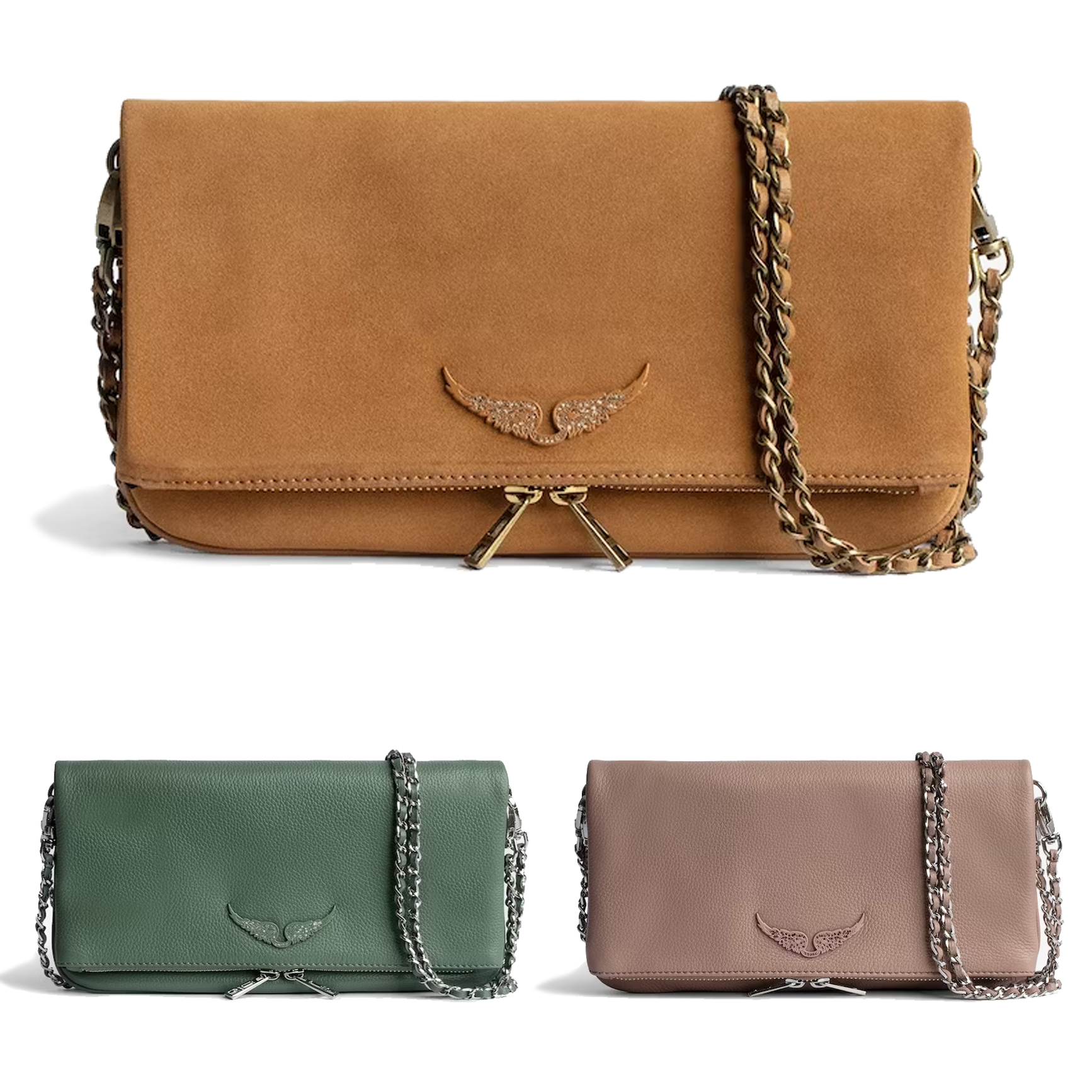 

Cross Body Women Genuine Leather Totes Clutch Bags baguette luxurys Designer Zadig Voltaire hand bag Pochette Rock Swing Your Wings mens classic sling Shoulder Bags, White diamond pattern