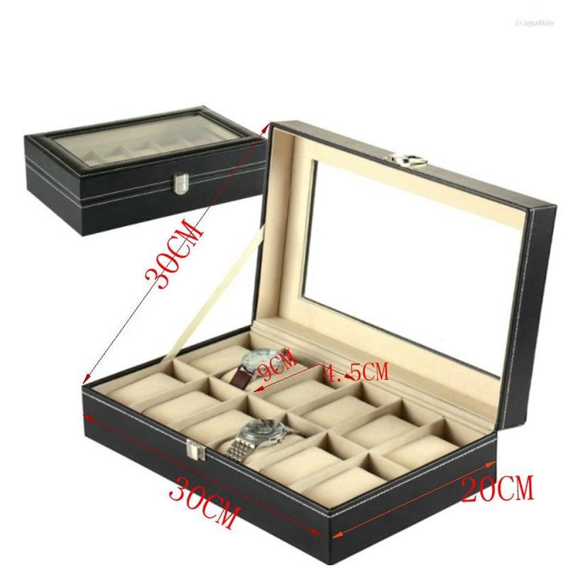 

Watch Boxes Case 12 Slot Box PU Leather Organizer For Men And Women Presents