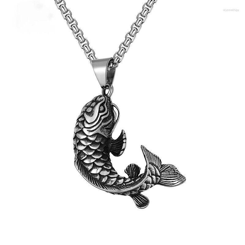 

Pendant Necklaces Mens Fishing Articulated Fish Necklace Vintage Stainless Steel 3D