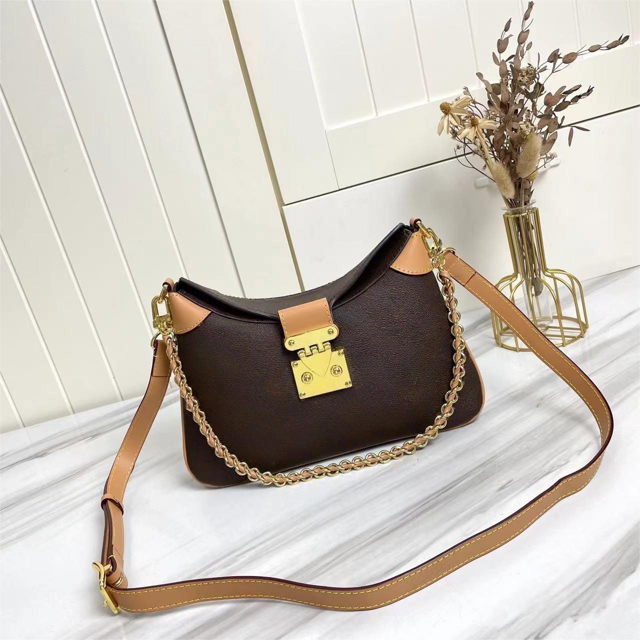 

5A Designers Classic TWINNY 29cm Womens Handbags luxurys Shoulder bag S-lock Underarm Purse Crossbody Braided Chain Handle Bags, Black