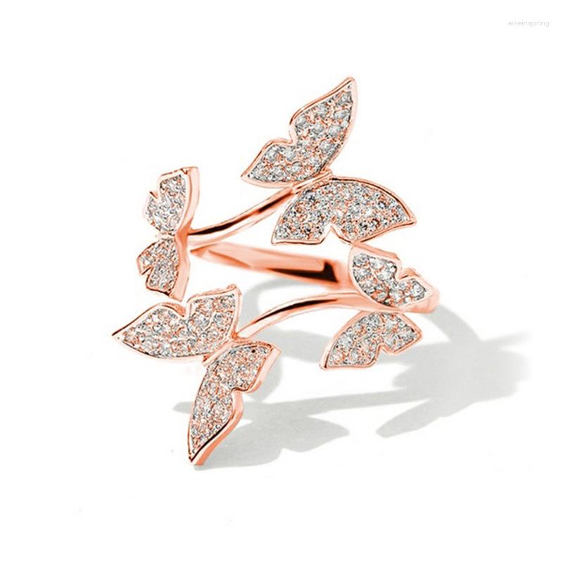 

Cluster Rings HUAMI Butterfly For Women Adjustable Ring Finger Open Ins Fashion Jewelry Rose Gold Color Anillos Para Mujer Gift