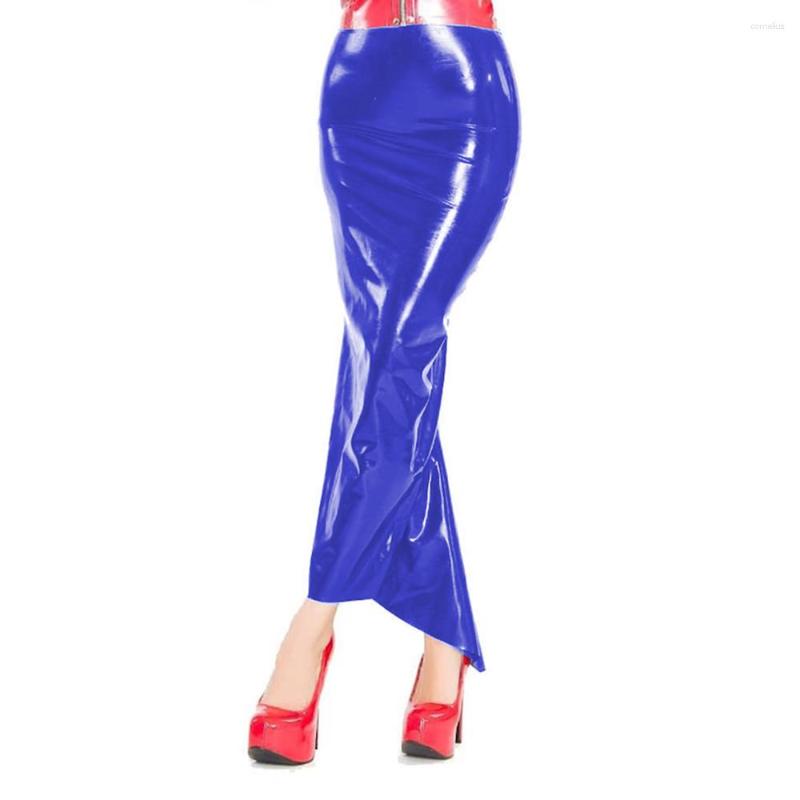 

Skirts Sexy Ladies Bodycon Penicl Skirt Shiny PVC Leather Hobble Raves Party Dancing Fishtail Skinny Long Irregular, Dark purple