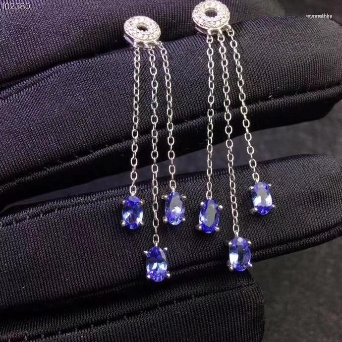 

Stud Earrings Arrival Real Natural Tanzanite Earring 925 Sterling Silver Fahshion